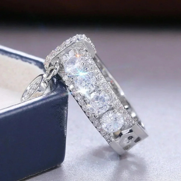 925 Sterling Silver Coin Drop Belt Buckle Ring - Picture 3 of 7